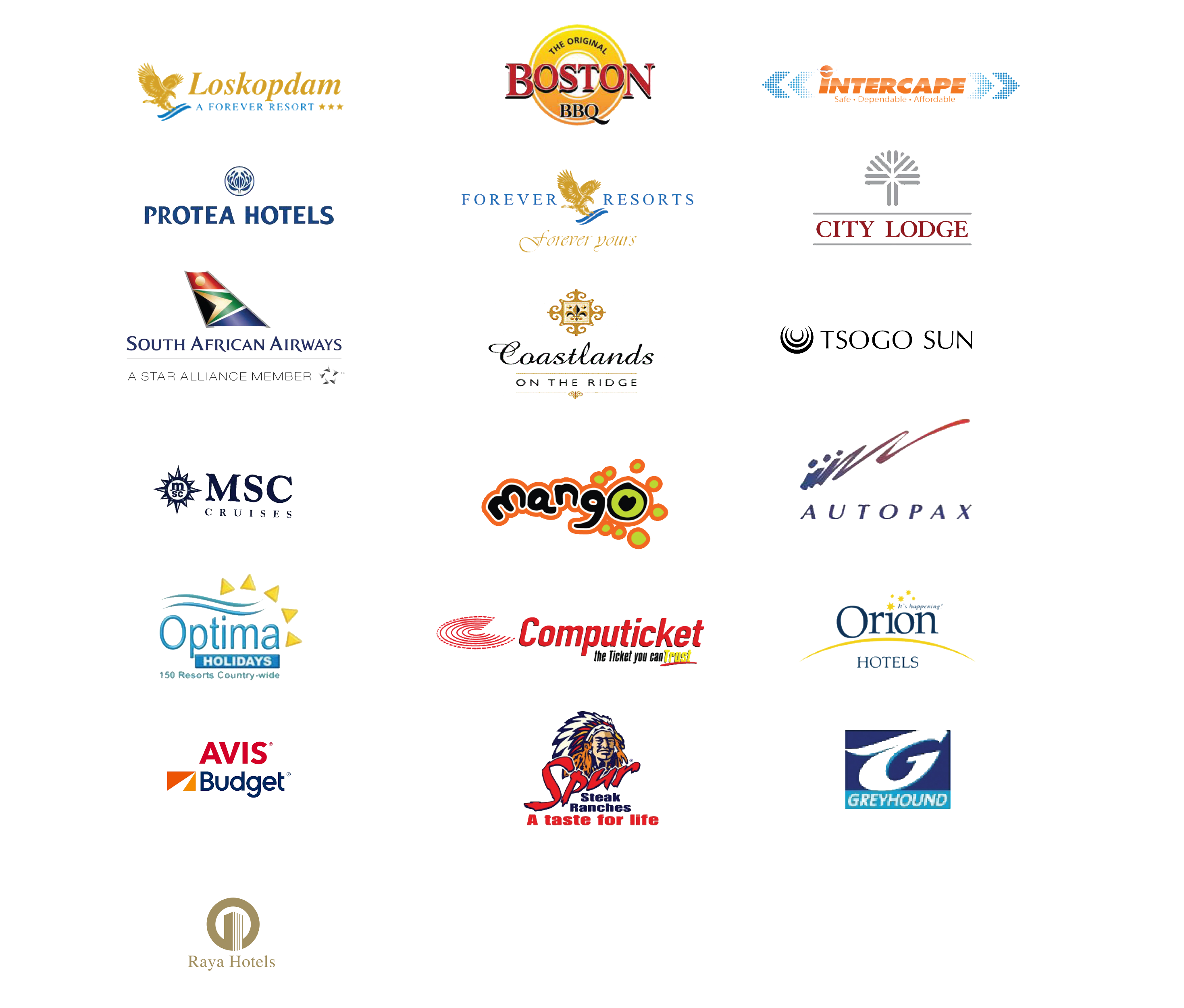 Asambe Travel Club provider logos